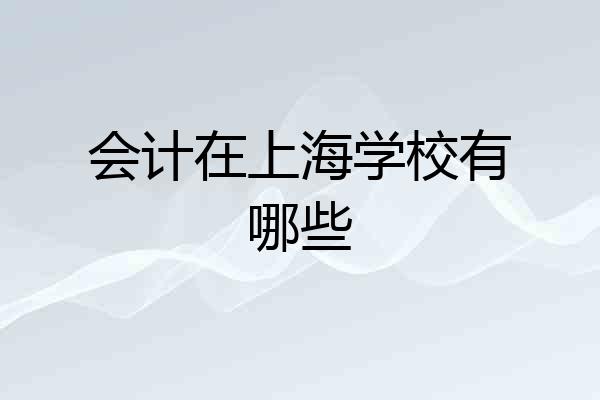 会计在上海学校有哪些
