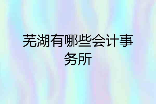 芜湖有哪些会计事务所