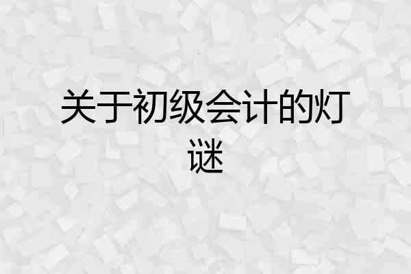 关于初级会计的灯谜