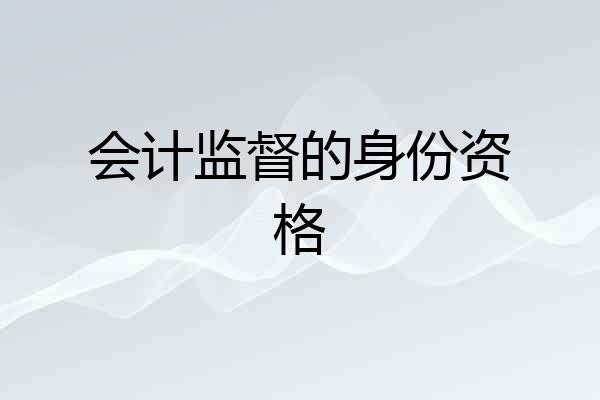 会计监督的身份资格