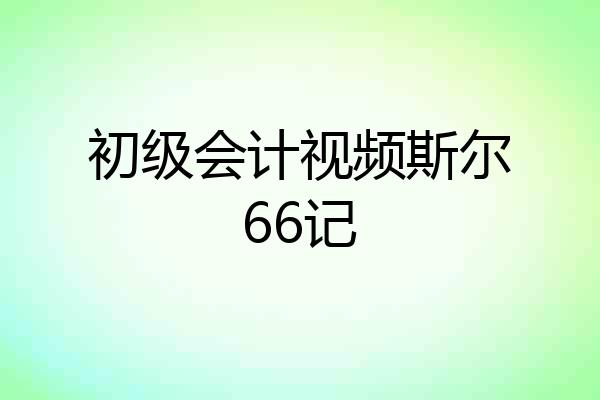 初级会计视频斯尔66记