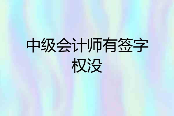 中级会计师有签字权没