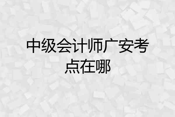 中级会计师广安考点在哪