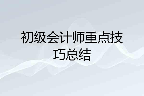 初级会计师重点技巧总结