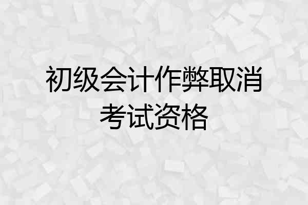 初级会计作弊取消考试资格