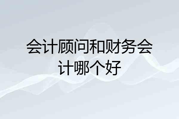 会计顾问和财务会计哪个好