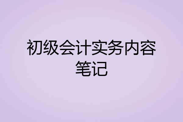 初级会计实务内容笔记