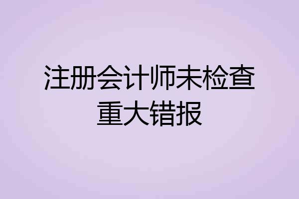 注册会计师未检查重大错报
