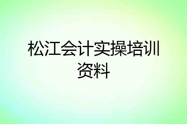 松江会计实操培训资料