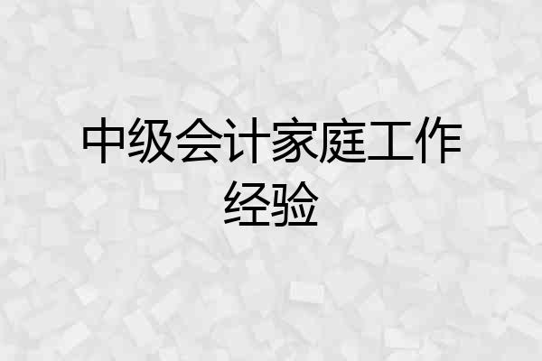 中级会计家庭工作经验