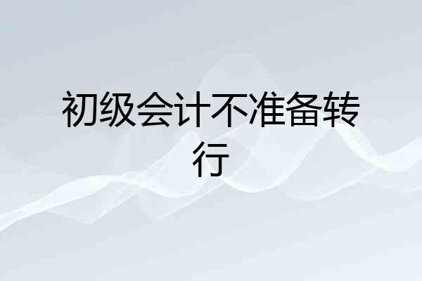 初级会计不准备转行
