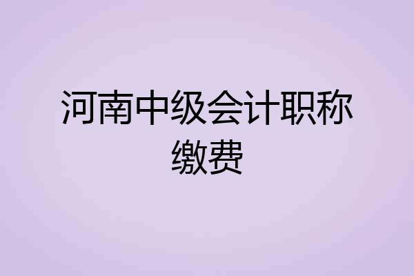 河南中级会计职称缴费