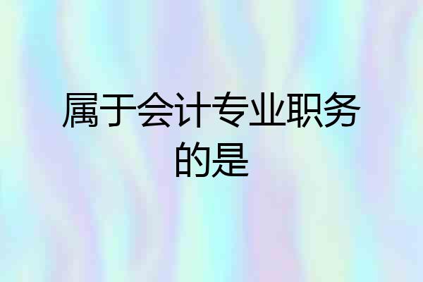 属于会计专业职务的是
