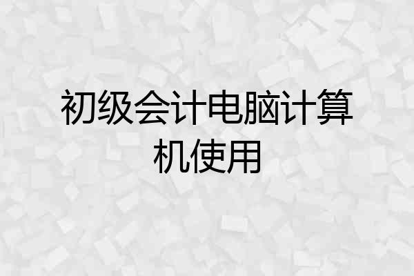 初级会计电脑计算机使用