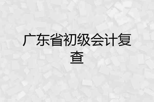 广东省初级会计复查