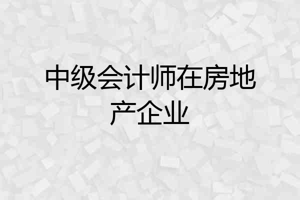 中级会计师在房地产企业