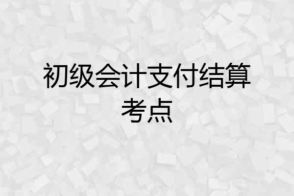 初级会计支付结算考点