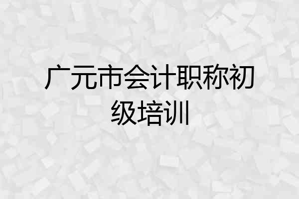 广元市会计职称初级培训
