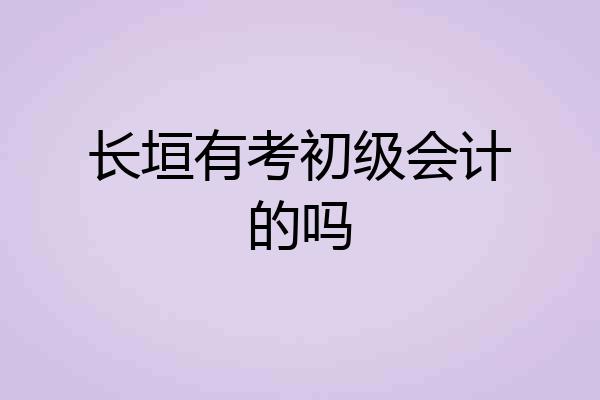 长垣有考初级会计的吗