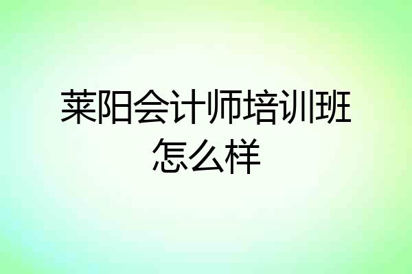 莱阳会计师培训班怎么样