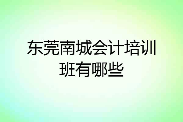 东莞南城会计培训班有哪些