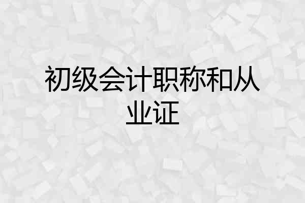 初级会计职称和从业证