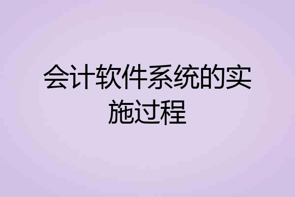 会计软件系统的实施过程