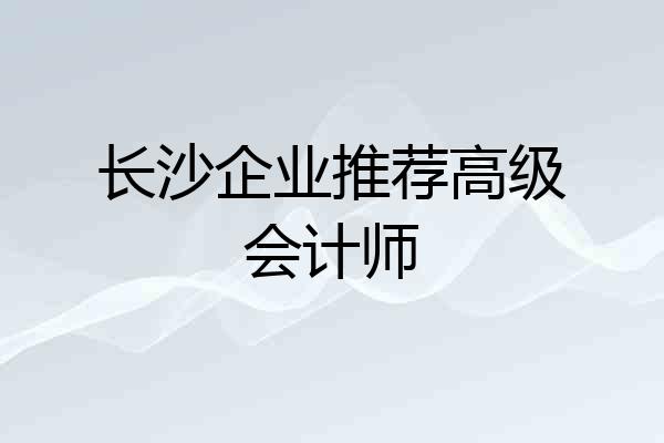 长沙企业推荐高级会计师