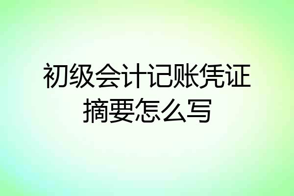 初级会计记账凭证摘要怎么写