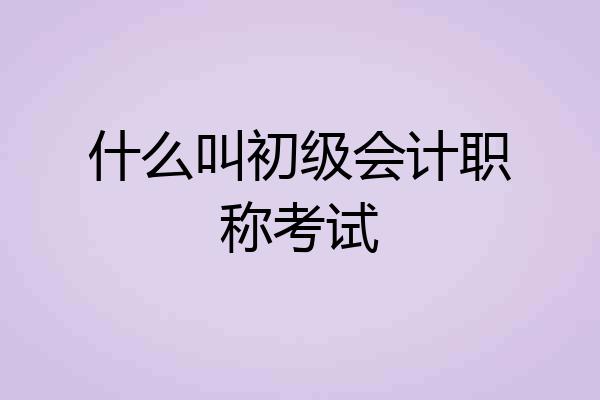 什么叫初级会计职称考试