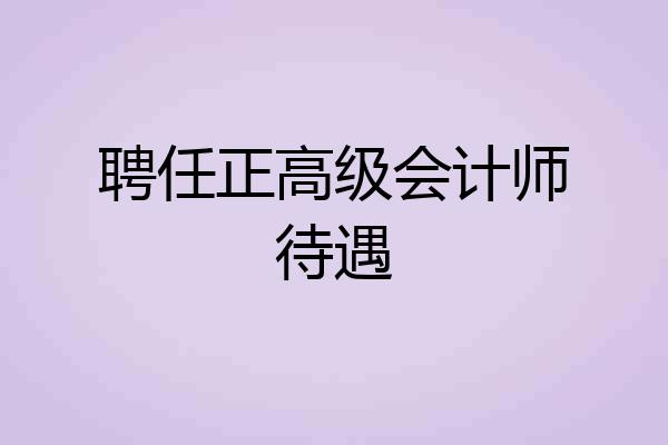 聘任正高级会计师待遇
