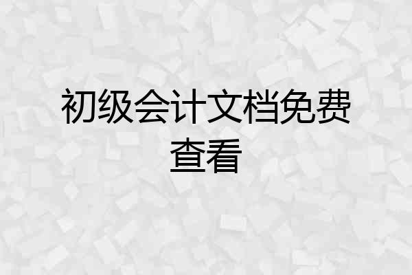 初级会计文档免费查看