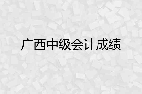 广西中级会计成绩