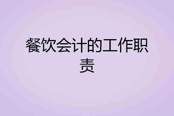 餐饮会计的工作职责