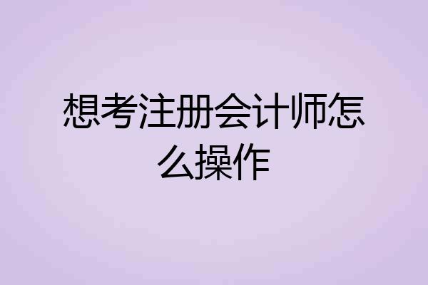想考注册会计师怎么操作