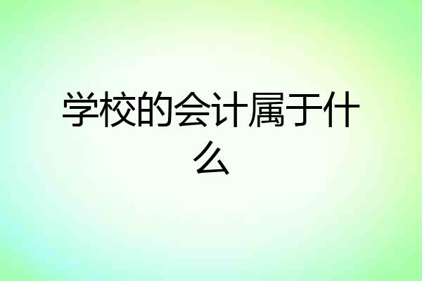 学校的会计属于什么