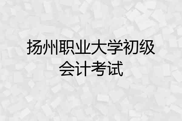 扬州职业大学初级会计考试