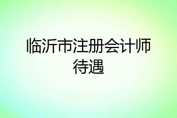 临沂市注册会计师待遇
