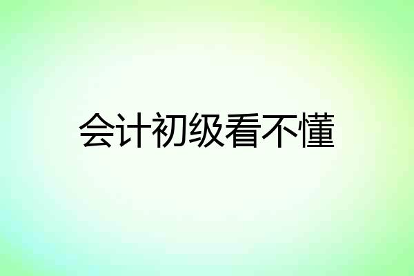 会计初级看不懂