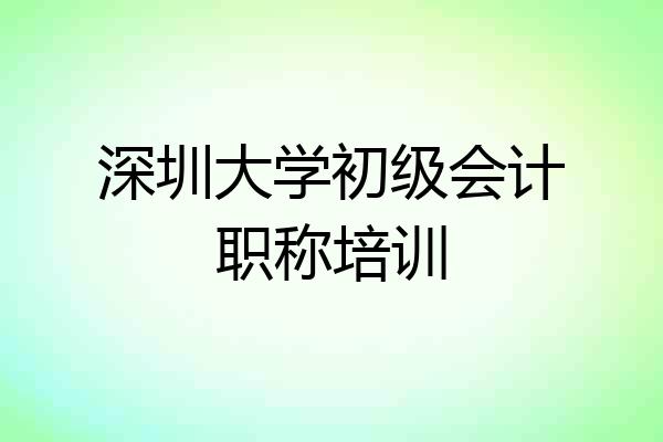 深圳大学初级会计职称培训