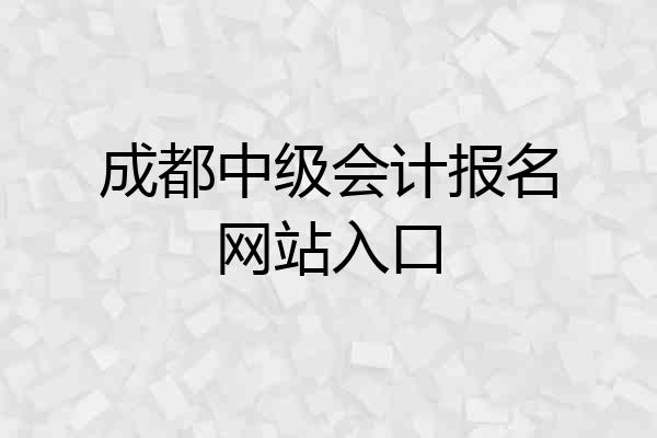 成都中级会计报名网站入口