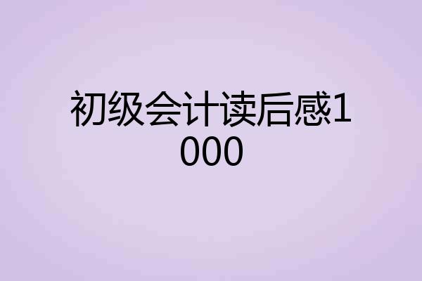 初级会计读后感1000