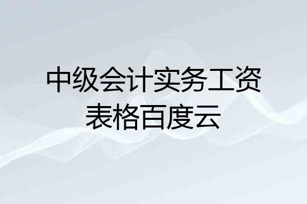中级会计实务工资表格百度云