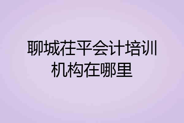 聊城茌平会计培训机构在哪里
