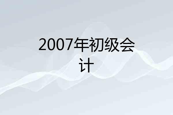 2007年初级会计