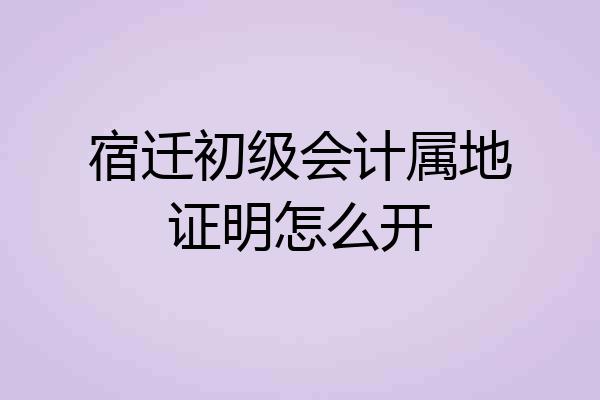 宿迁初级会计属地证明怎么开