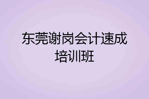 东莞谢岗会计速成培训班