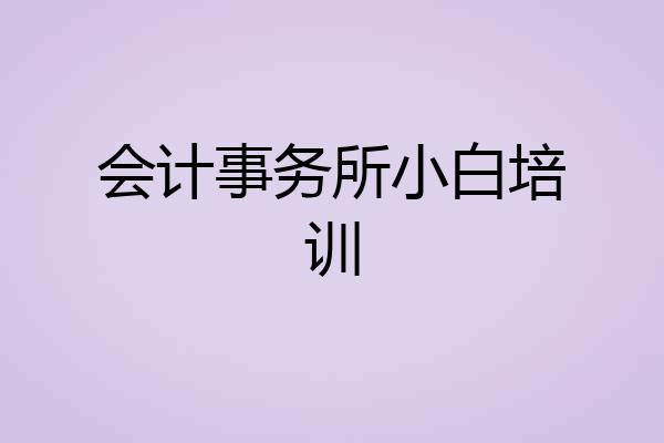 会计事务所小白培训