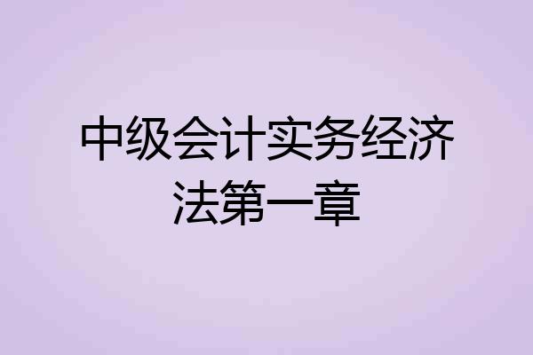 中级会计实务经济法第一章