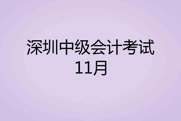 深圳中级会计考试11月